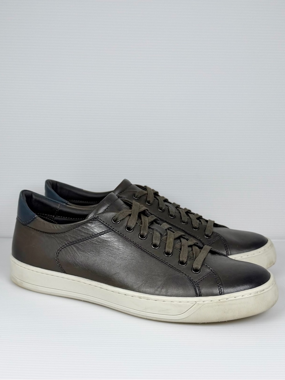 Bruno Magli Westy Leather Low Top Sneakers Gray Italy Men’s 10.5 M